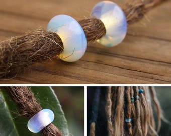 Opalite Dread Beads | 6mm / 8mm (1/4 / 5/16 Inch) Set Of 10 | Dreadlock Accessories | Gemstone Hair Beads | Dreadlock Jewelry