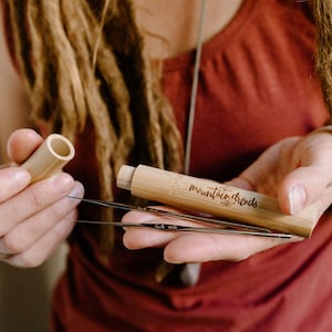 Set Of 2 Steel Crochet Hooks for Dreadlock Maintenance Tool | Small Dread Hook 0.6mm + 0.75mm | Crochet Dreads | Dreadlock Tools Bamboo Tube