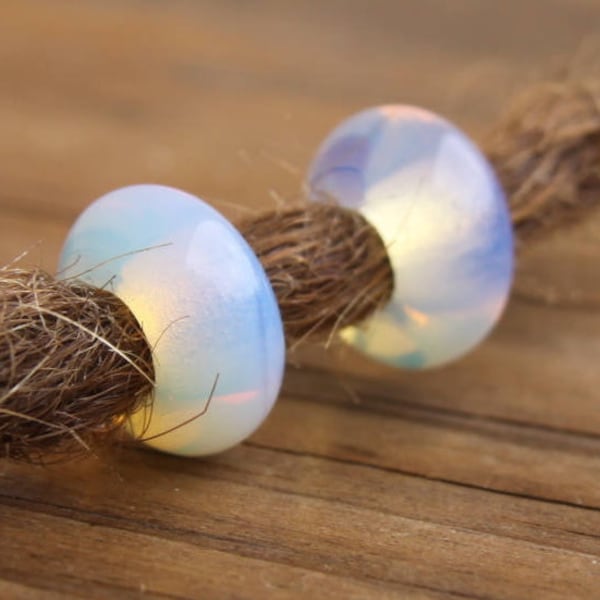 Set of 4 Dreadlock Beads | Opalite Gemstone | 6mm / 8mm Hole (1/4 / 5/16 Inch) Natural | Dread Accessories | Dreadlock Jewelry