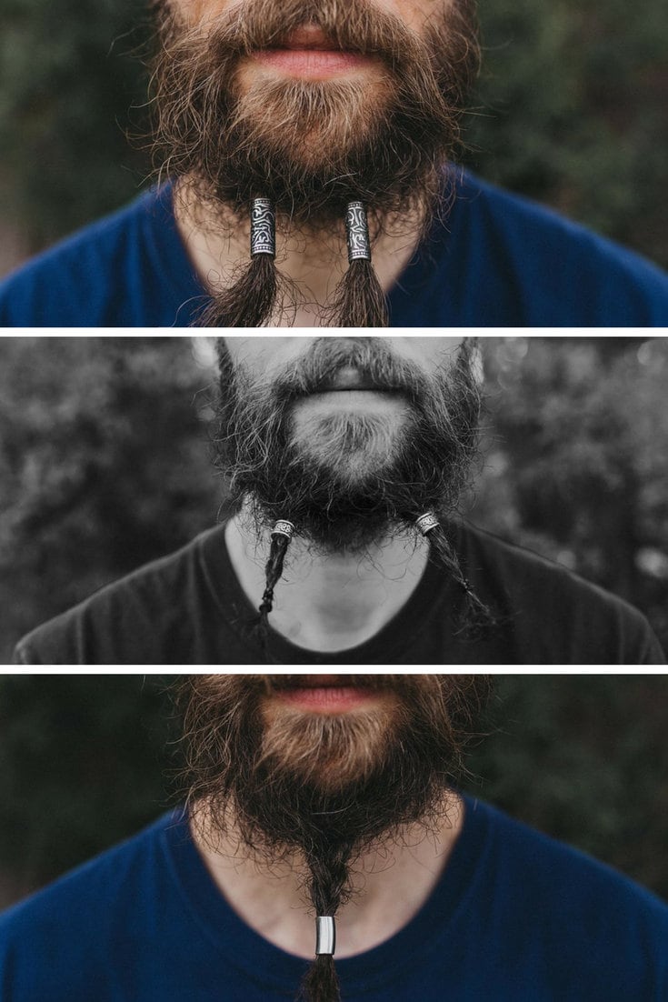 Set Di 8 Perline Da Barba Vichinghe Alriedy: Clip In Metallo Regolabili Nero Opaco/argento. Gioielli Per Barba, Dreadlock E Capelli, Regalo Uomo - 4