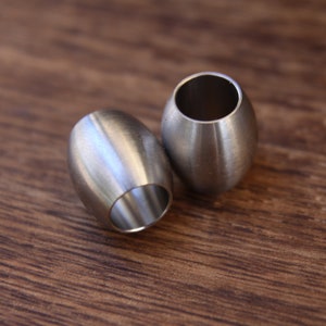 Set of 2 Stainless Steel Barrel 9mm Hole (3/8 Inch) Dreadlock Beads | Dread Bead | Beard Beads | Plain Silver Hair Beads