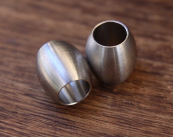 Set of 2 Stainless Steel Barrel 9mm Hole (3/8 Inch) Dreadlock Beads | Dread Bead | Beard Beads | Plain Silver Hair Beads