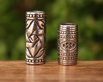 Set Of 2 Stainless Steel Tube Dread Beads 8mm Hole (5/16 Inch) Dreadlock Hair Bead Viking Beard