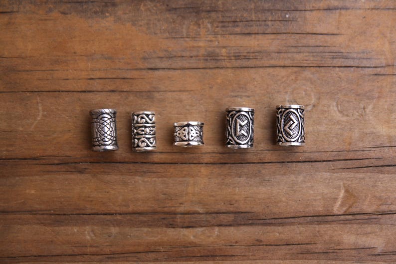 Set Of 5 A Norse Dread Beads Dreadlock Hair Beard Beads 57mm Hole Viking Beads Stainless Steel 316-932 Inch