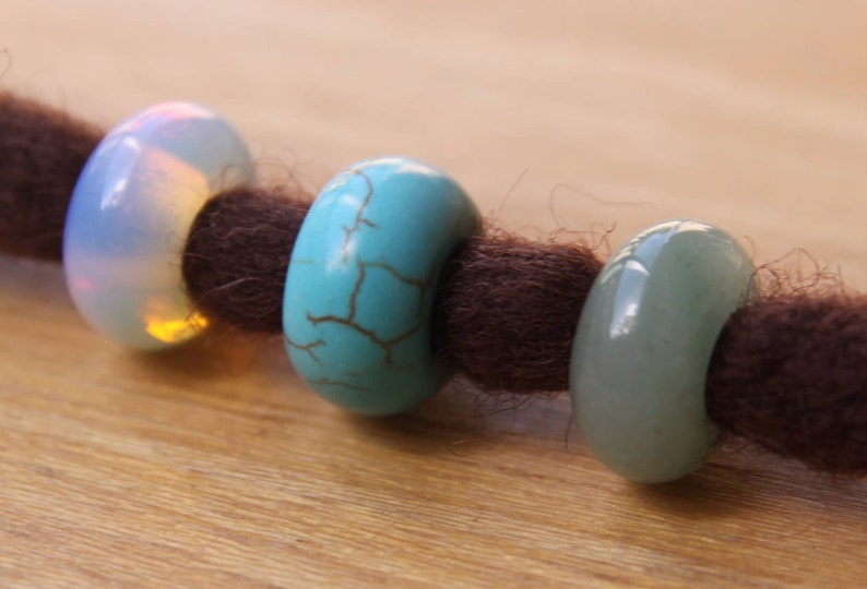 Jasper 5//6mm Hole 12 Gemstone Dreadlock Beads Opalite 3//16-1//4 Inch Jade