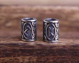 Set Of 2 Viking Norse Stainless Steel Dreadlock Beads | 7mm Hole | 9/32 Inch | Viking Celtic Norse | Beard Beads | Dread Hair Bead