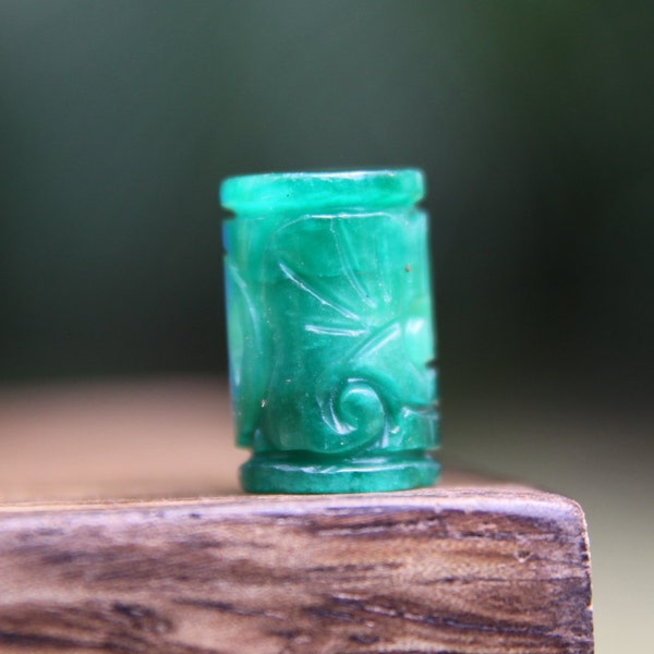 Perlina per dreadlock in giada verde intagliata, foro da 5 mm / 6 mm (3/16 - 1/4 di pollice) Gioielli / Accessori per dread / Perline per capelli verdi