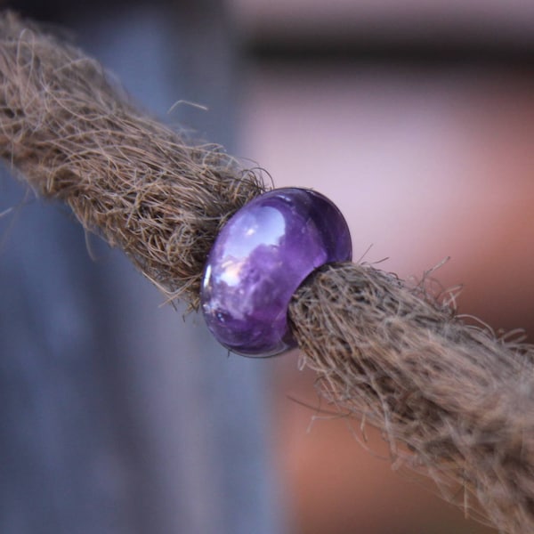 Set of 2 Amethyst Gemstone Purple Dreadlock Beads 6mm Hole (1/4 Inch)