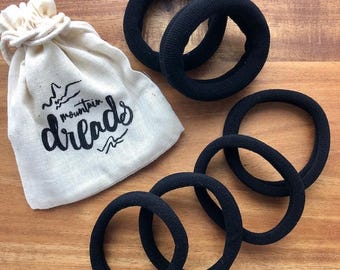 Dreadlock Elastics Bundle | Thick Strong Dread Hair Bands | Set Of 6 | Black Brown Grey Beige Blue Red | Dread Ties | Dreadlock Accessories