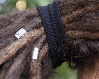 Large Dreadlock Elastics | Thick Strong Dread Hair Bands | Set Of 3 | Black Brown Grey Beige Red | Dread Ties | Thick Hair Scrunchie