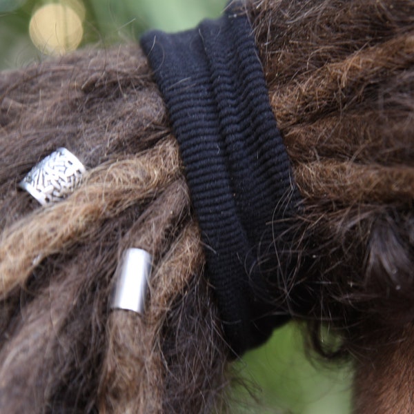 Large Dreadlock Elastics | Thick Strong Dread Hair Bands | Set Of 3 | Black Brown Grey Beige Red | Dread Ties | Thick Hair Scrunchie
