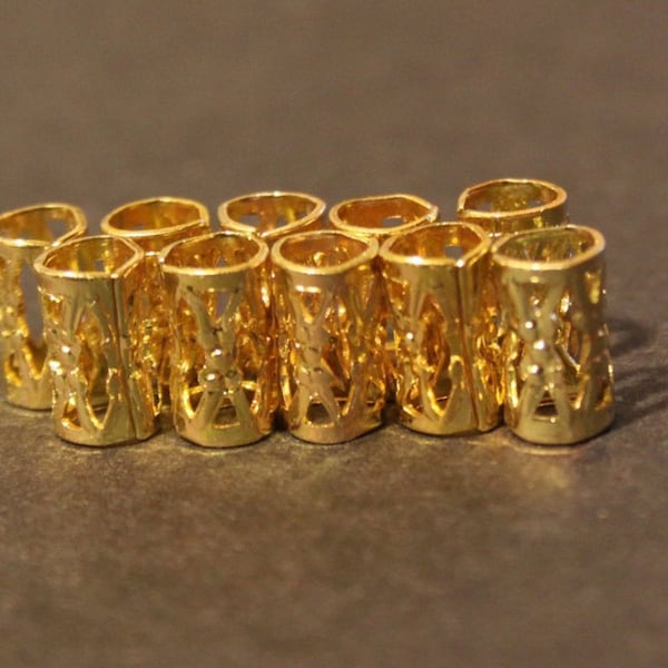 40 micro perles dreadlock dorées - Manchettes Dread Perles pour cheveux 4 mm (3/16 po.) et anneau Dread en acier inoxydable 4 mm GRATUIT