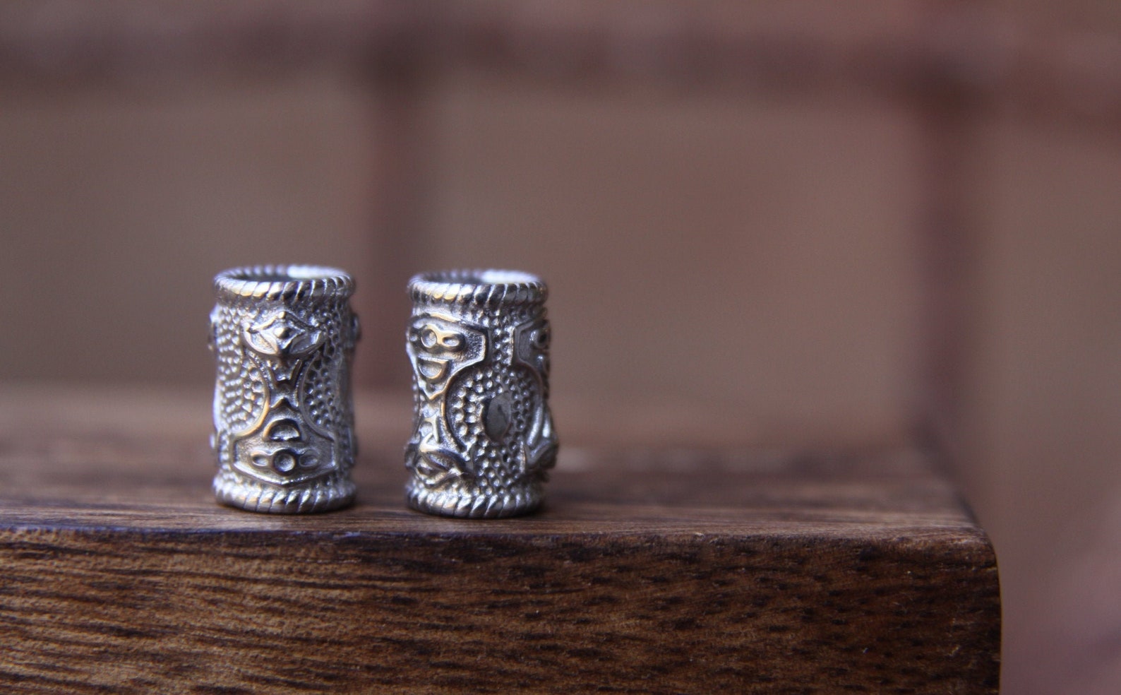 Beard Beads Stainless Steel Set of 2 6mm Hole 1/4 Inch Etsy