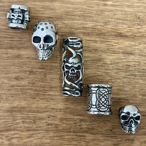Stainless Steel Skull Dreadlock Beads - Set of 5
