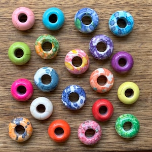 Set Of 20 Gemstone | Ceramic | Dread Bead Pack 6mm Hole (1/4 inch) Rainbow Hair Dreadlock Accessories