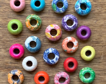 Set Of 20 Gemstone | Ceramic | Dread Bead Pack 6mm Hole (1/4 inch) Rainbow Hair Dreadlock Accessories