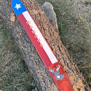Personalized Hand-Carved Leather Carry Strap – Custom Name, Monogram, Color & Size