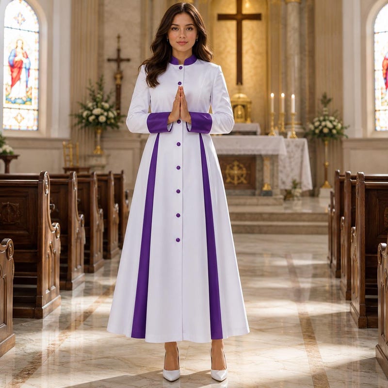 White Purple Women Clergy - Etsy