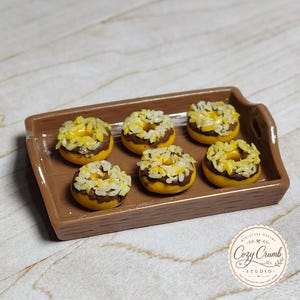 Miniature Chocolate Topped Donuts Set of 10, 1:12 Scale Dollhouse Food, Handmade Polymer Clay Tiny Donuts, Mini Bakery Display (10pcs)