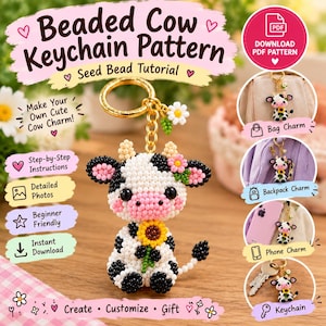 Mönster för nyckelring med pärlpärlor i PDF-format | Handledning för seed beads (digital nedladdning)