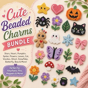 Beaded Charms PDF Pattern Bundle | Brick Stitch, Peyote Tutorial (Digital Download)