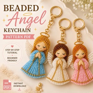 Beaded Angel Keychain Pattern PDF, Step-by-Step Tutorial, Christmas Gift (Instant Download)