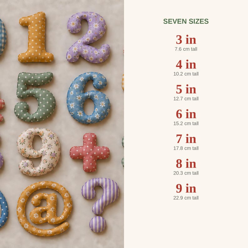 Fabric Alphabet Letters Sewing Pattern, 7 Sizes 3 to 9 Inch, Puffy ...