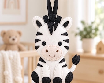 Felt Zebra Ornament Pattern, Baby Zebra PDF Sewing Pattern, Safari Animal Gift, Jungle Nursery Decor, Hand Sewing, Instant Download