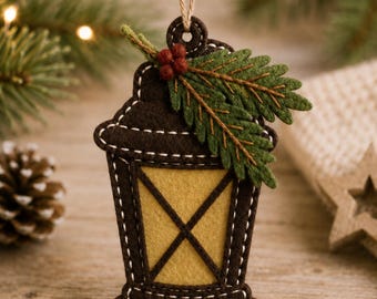 Felt Christmas Ornaments Pattern, Christmas Lantern PDF Sewing Pattern, Felt Ornament DIY, Beginner Hand Sewing Pattern, Instant Download