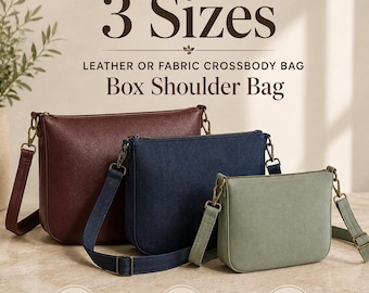 Bag Sewing Pattern PDF, 3 Sizes, Leather or Fabric Crossbody Bag, Box Shoulder Bag, Zipped and Lined, Beginner Friendly, Instant Download