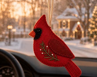 Felt Cardinal Ornament Pattern, Christmas Red Bird PDF Sewing Pattern, Felt Christmas Ornaments, Beginner Hand Sewing, Instant Download