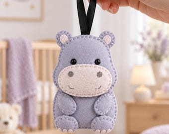 Felt Hippo Ornament Pattern, Baby Hippo PDF Sewing Pattern, Hippo Lover Gift, Nursery Decor, Beginner Hand Sewing, Instant Download