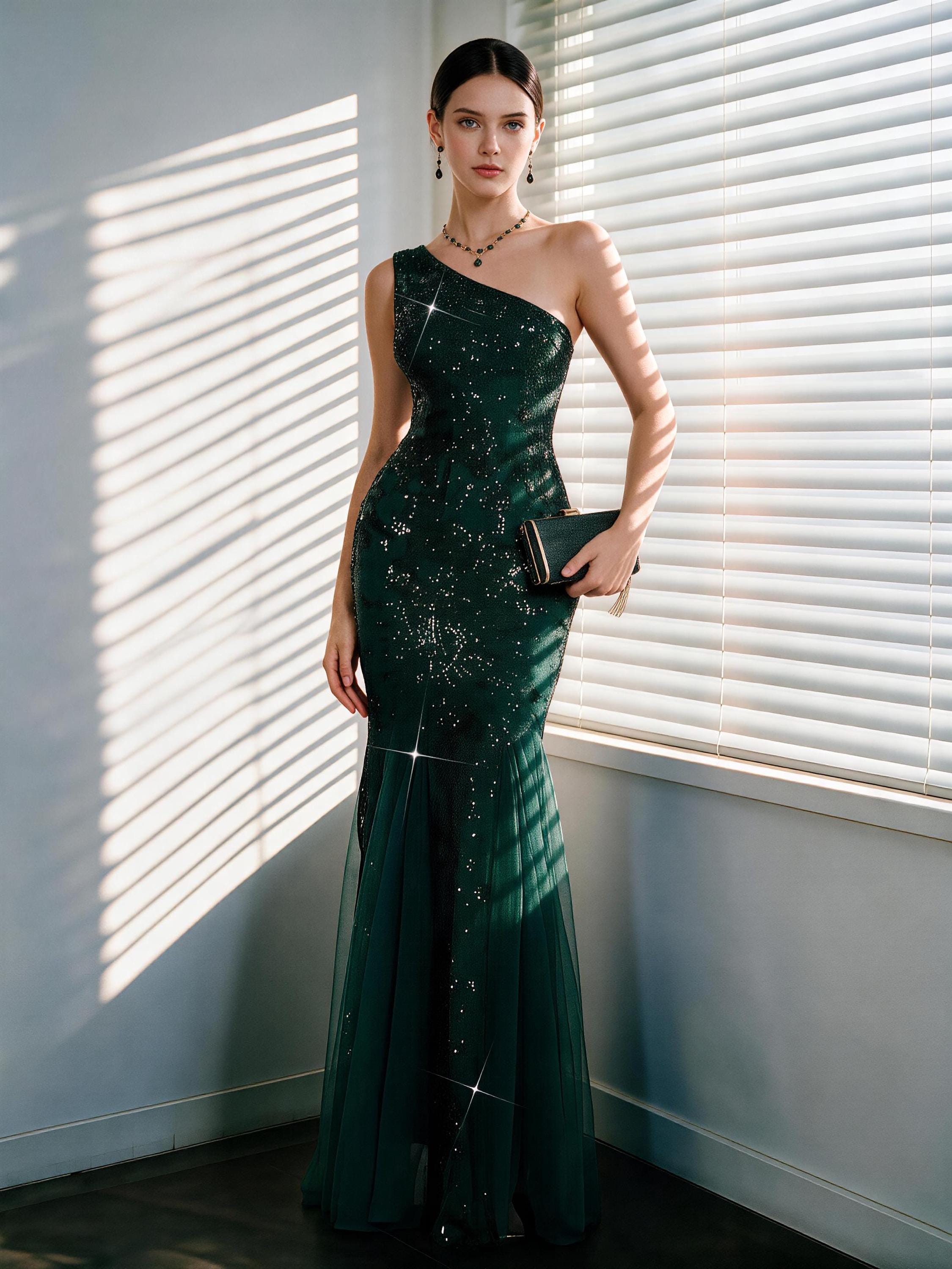 emerald green dress with gold jewelry and Women VariantAvailable:1 UK / 2 US / EU 33