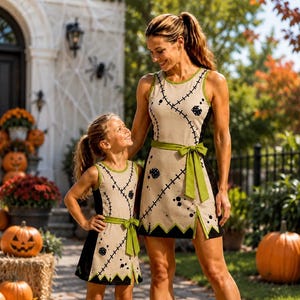 Spooky Patchwork Mommy and Me Dress, Halloween Matching Mother Daughter Outfit