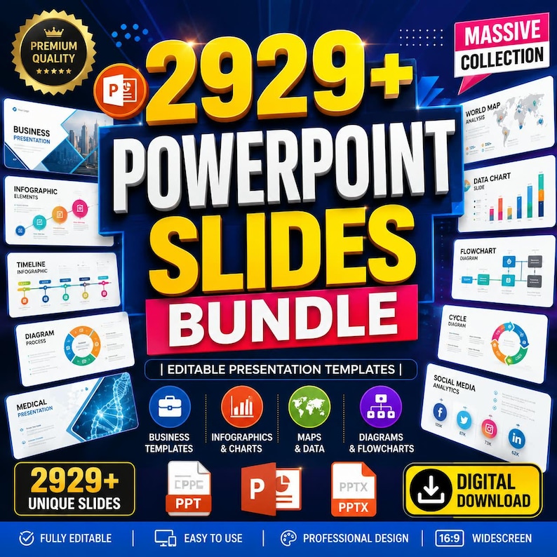 2929+ Powerpoint Slides Bundle | Editable Presentation Templates ...