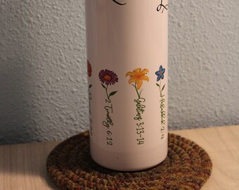 Faith Scriptures  Wildflowers 20 oz. Skinny Stainless Steel Tumbler Sublimation