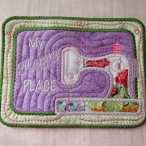 Set of 2 Sewing Machine Sewing Room Mug Rug Coaster