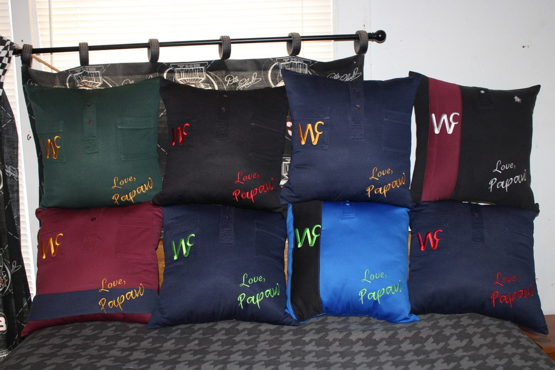 Memory Pillow From Upcycled Shirts and Jeans Etsy