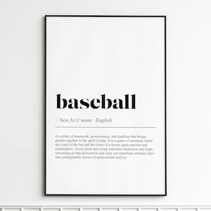 野球の定義プリント、インスピレーションを与える辞書風ウォールアート、クラシックなタイポグラフィポスター、ホームデコレーションウォールアート