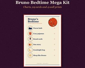 Tableau de routine du coucher pour enfants, tableau de récompenses, cartes d'affirmation et décoration murale dinosaure pour chambre d'enfant - Kit imprimable pour tout-petits, A4 + Lettre