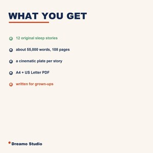 Sleep Stories for Adults, 12 Original Bedtime Stories Printable PDF Book, 100+ Pages to Read Before Bed, Insomnia Wind Down Routine image 3
