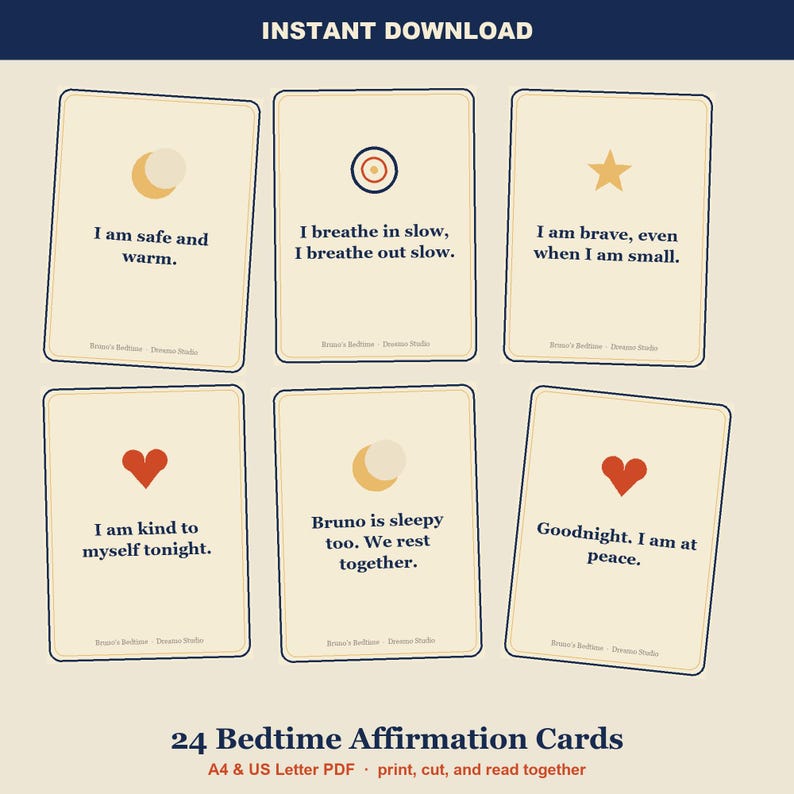 Bedtime Routine Chart for Kids, Reward Chart, Affirmation Cards & Dinosaur Nursery Wall Art - Printable Toddler Routine Bundle, A4 + Letter image 3
