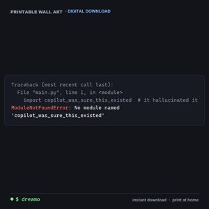 Wandbild für Python-Entwickler – ModuleNotFoundError: Wenn KI ihre Existenz beteuert