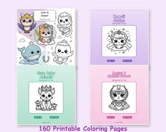 Zestaw kolorowanek dla dzieci Kawaii – 160 stron, 4 książki (do pobrania w formacie PDF)