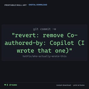 Git Commit-väggkonst - Återställ AI-medförfattaren, det var jag som skrev den där