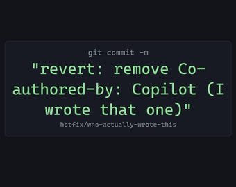 Décoration murale Git Commit - Revert the AI Co-auteur, j'ai écrit celui-là