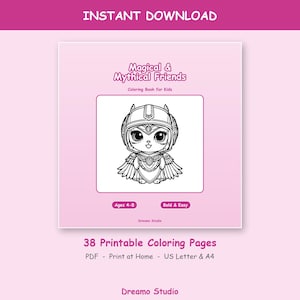 Unicorn and Dragon Coloring Pages - 38 Magical Kids Printables, Instant Download PDF