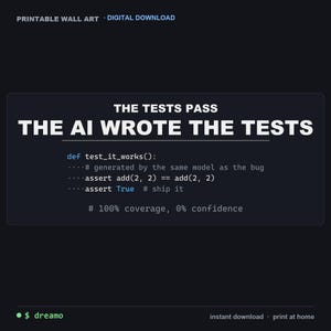 Affiche humoristique pour développeurs - L'IA a écrit les tests