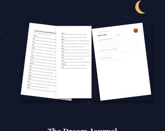 Dziennik snów do druku ze słownikiem symboli snów – angielski i holenderski, dziennik snu, format A4 i US Letter w formacie PDF