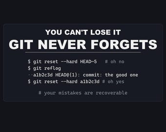 Git Reflog Muurdecoratie - Git vergeet nooit, grappige print voor versiebeheer